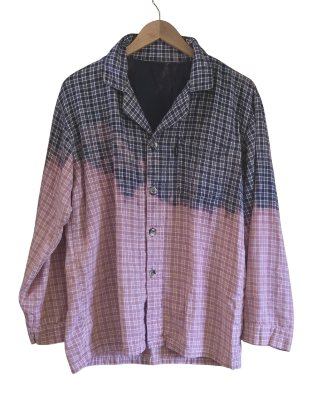 Upcycled Purple Pink Two- tone Bleached Flannel Shirt